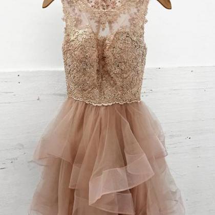 Cute Lace Tulle Short Prom Dress, Homecoming Dress