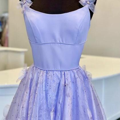 Purple Tulle Long Prom Dress Evening Dress