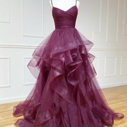 Purple Tulle Long Prom Dress