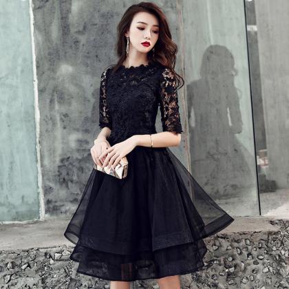 Black Lace Short Prom Dress Homecoming Dress