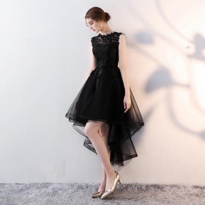 Black Lace High Low Prom Dress Evening Dress
