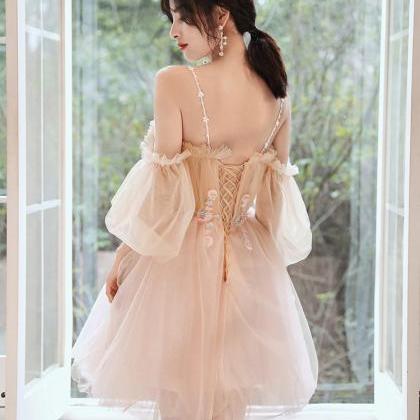 Cute Tulle A Line Short Prom Dress Homecoming..
