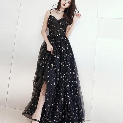 Black Tulle Long Prom Dress Evening Dress