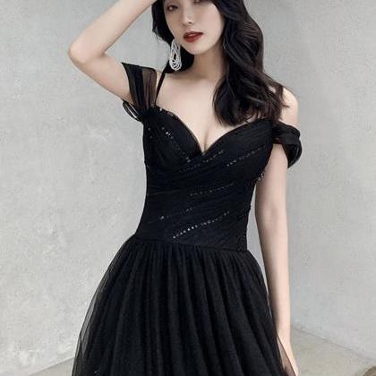 Black Tulle Long Prom Dress Evening Dress