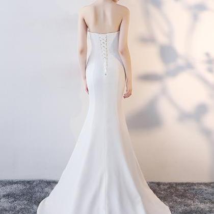 White Mermaid Long Prom Dress Evening Dress