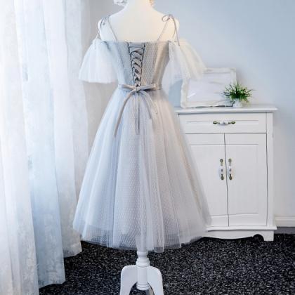 Gray Tulle Short Prom Dress Homecoming Dress