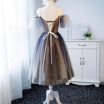 Cute Tulle Sequins Short Prom Dress Homecoming..