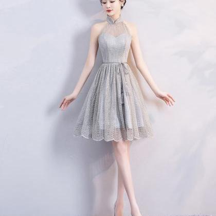 Gray Tulle Short Prom Dress Party Dress Homecoming..