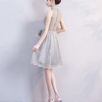 Gray Tulle Short Prom Dress Party Dress Homecoming..