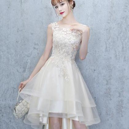 Champagne Tulle Lace Short Prom Dress Party Dress