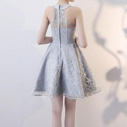 Gray Tulle Short Prom Dress Homecoming Dress