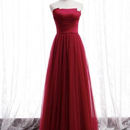 Simple Satin Tulle Long Prom Dress Evening Dress