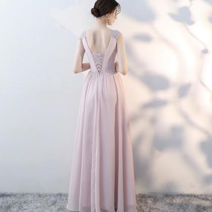 Bridesmaid Dress Pink Chiffon Long Prom Dress