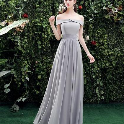 Bridesmaid Dress Gray Chiffon Long A Line Prom..