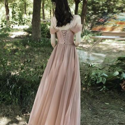 Cute Lace Tulle Long Prom Dress Bridesmaid Dress