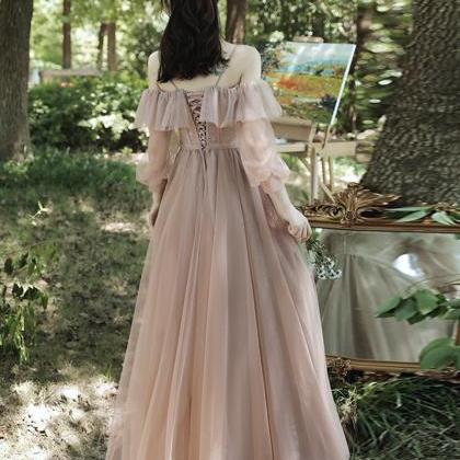Cute Lace Tulle Long Prom Dress Bridesmaid Dress