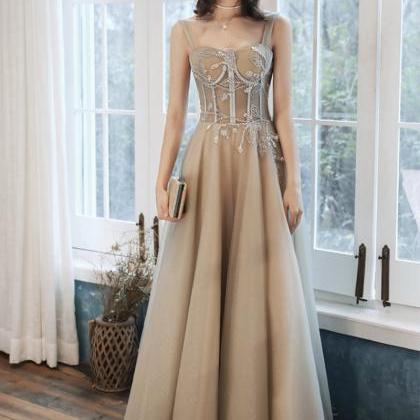 Lovely Tulle Long Prom Dress A Line Evening Dress