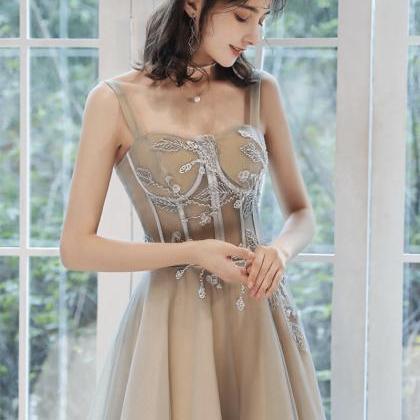 Lovely Tulle Long Prom Dress A Line Evening Dress