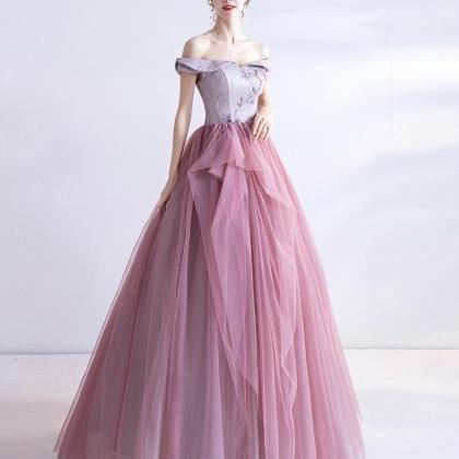 Princess Dress A Line Tulle Sequins Long Ball Gown..