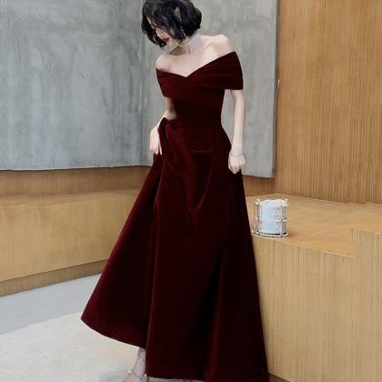 Elegant Velvet Long Prom Dress Evening Dress