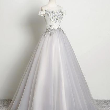 Cute Tulle Appliqué Long Prom Dress Evening Dress