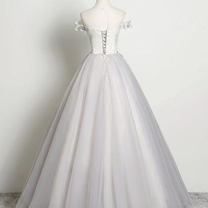Cute Tulle Appliqué Long Prom Dress Evening Dress