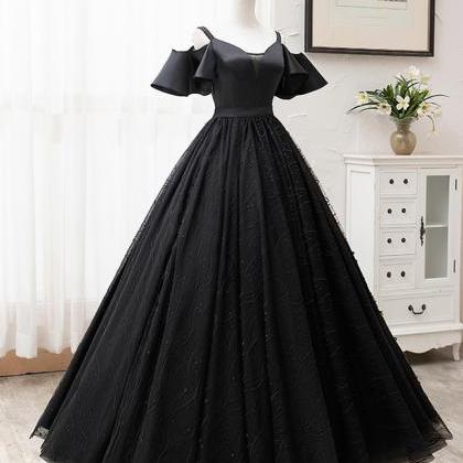 Black Tulle Long Ball Gown Dress Formal Dress