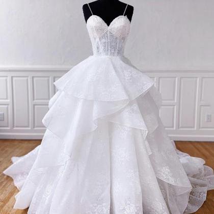 White Lace Long Prom Dress Lace Evening Dress