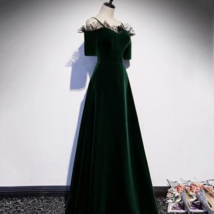 Green Velvet Long Prom Dress Green Evening Dress
