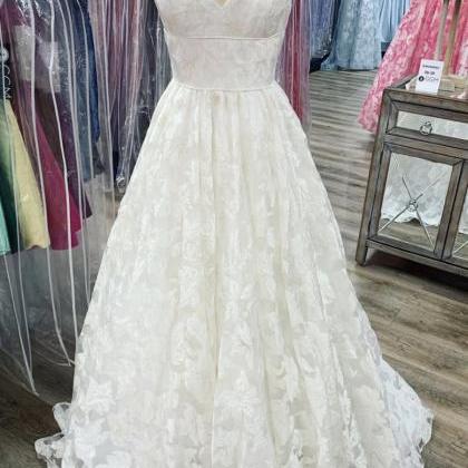 White V Neck Tulle Long Prom Dress Evening Dress