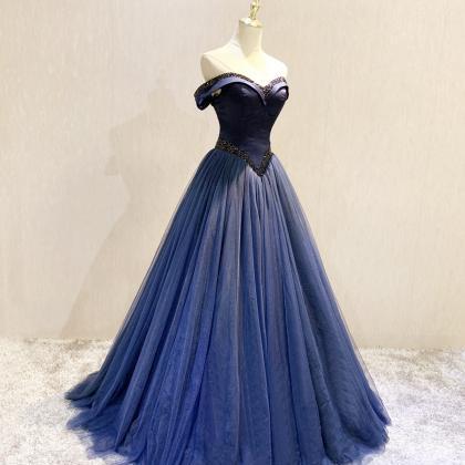 Blue Tulle Ball Gown Dress Formal Dress