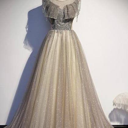 Elegant A Line Sequins Long Prom Dress Evening..