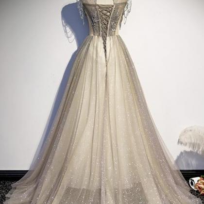 Elegant A Line Sequins Long Prom Dress Evening..