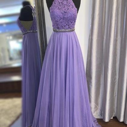 Purple Lace Long A Line Prom Dress Evening Dress on Luulla