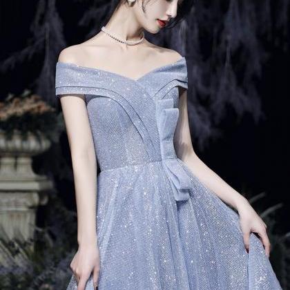 Shiny Tulle Long A Line Prom Dress Evening Dress
