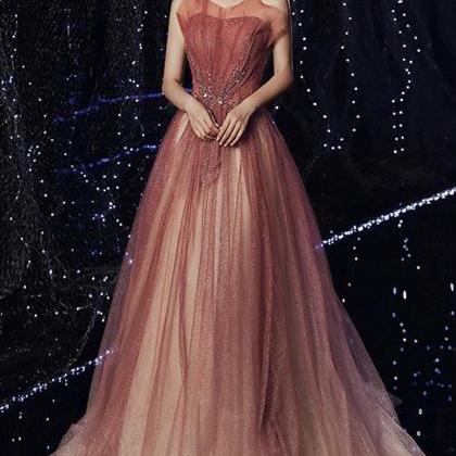 Shiny Tulle Sequins Long Prom Dress A Line Evening..