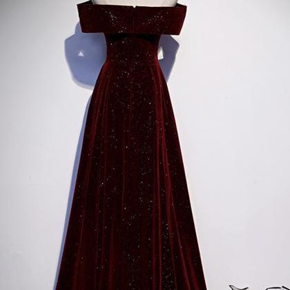 Classy A Line Straps Burgundy Velvet Floral Prom Dresses Birthday Outfits Evening Gown