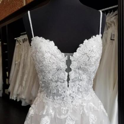 White Lace Long A Line Prom Dress Formal Dress