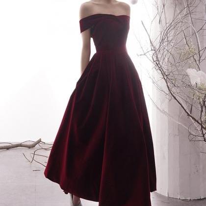 Burgundy Velvet Prom Dress Burgundy Evening Dress