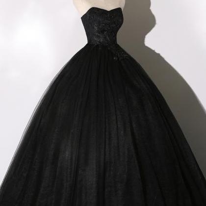 Black Lace Long Ball Gown Dress A Line Formal..