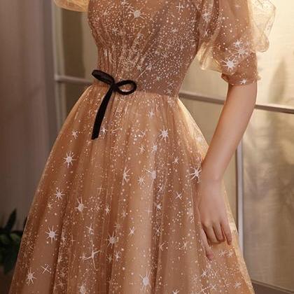 Shiny A Line Sequins Long Prom Dress Evening Dress