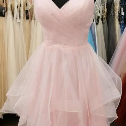 Pink Tulle Short A Line Prom Dress Pink Evening..