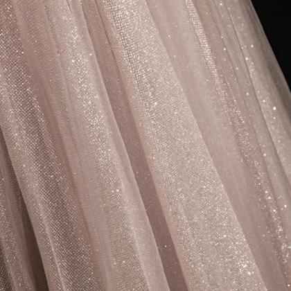 Shiny Tulle Sequins Long A Line Prom Dress Evening..