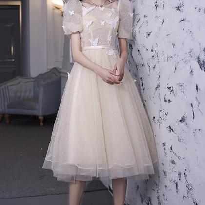 Champagne Tulle Short Prom Dress Party Dress