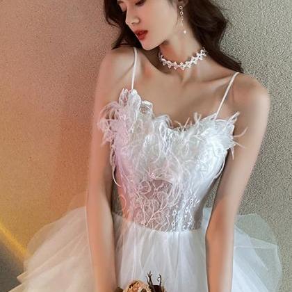 White Tulle Lace Short Prom Dress Party Dress