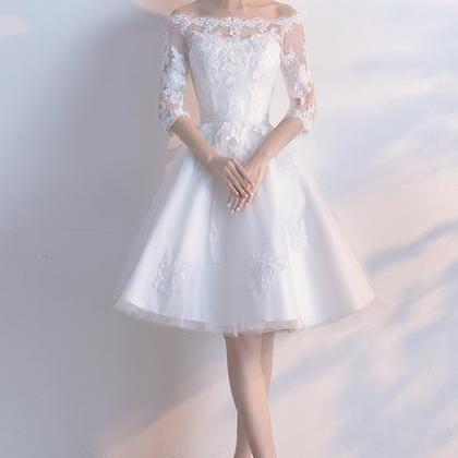 White Lace Short A Line Prom Dress Fashion Dress
