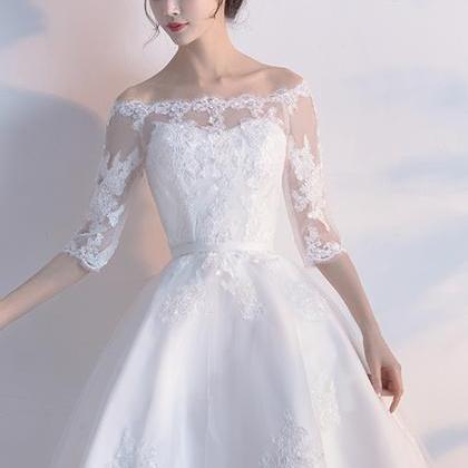 White Lace Short A Line Prom Dress Fashion Dress