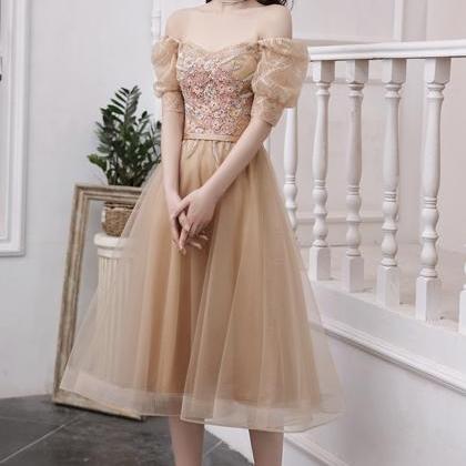 Cute Lace Short A Line Prom Dress Homecoming Dress