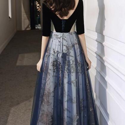 Cute Tulle Sequins Long A Line Prom Dress Evening..