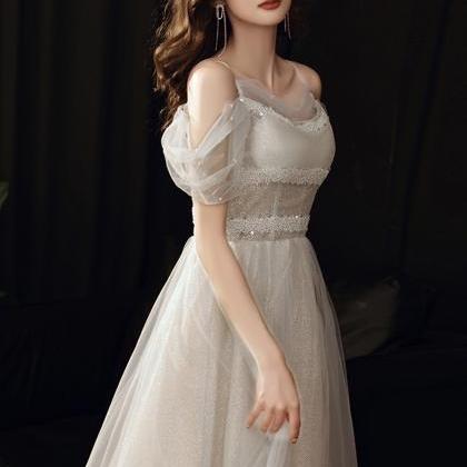 Gray Tulle Long A Line Prom Dress Gray Evening..